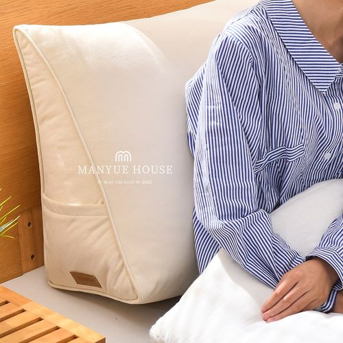 M.lifce 奶油色磨砂绒床头靠垫沙发组合靠背榻榻米双人软包可拆洗