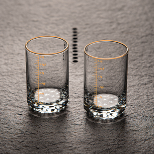 带刻度三两白酒杯套装 中国风品酒杯轻奢黄酒杯子二U两水晶玻璃酒