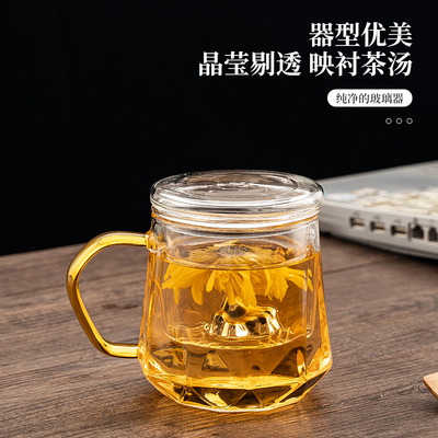 观山耐热玻璃泡茶杯茶水分离带把过滤男I女士办公杯个人专用杯茶