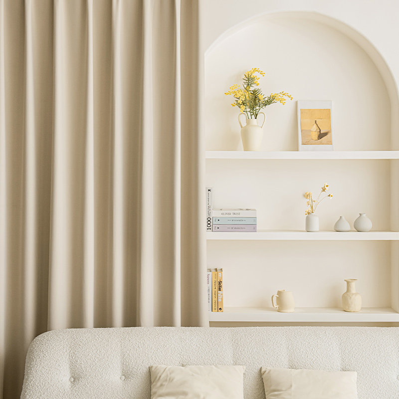 ins奶油风温馨人字纹窗帘布全y遮光2023年新款卧室轻奢客厅鱼骨纹