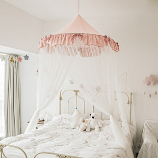 蚊帐圆形吸顶ins儿童房公主房少女家用F1.5 可拆洗床 1.8米免安装