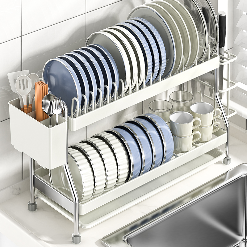 碗碟收纳架厨房不锈钢置物架多功能窄款J碗架碗筷收纳盒碗盘沥水