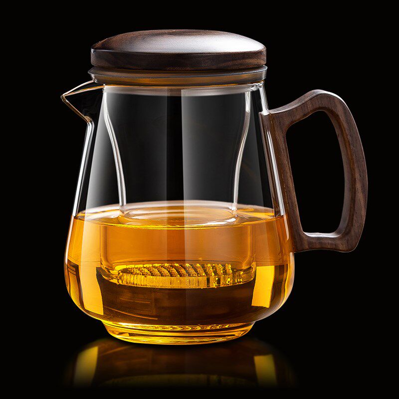 胡桃木玻璃红茶泡茶杯子茶水分离茶杯