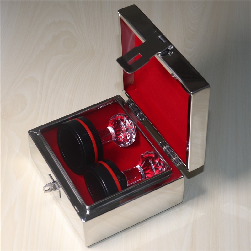 小号不锈钢银行专用收纳盒v子财务印章盒可爱便携铁盒子带锁扣定