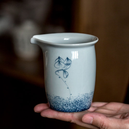 陶怡 中式仿古青花公道r杯 陶瓷简约家用茶海分茶器 功夫茶具配件