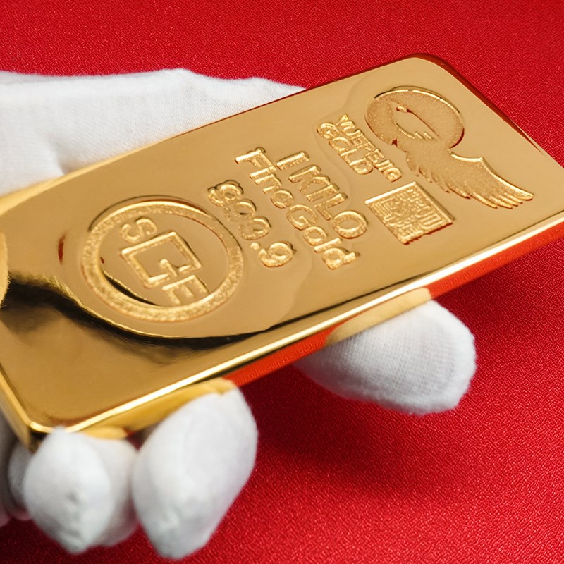 仿真金条金砖金h块 铜镀金瑞士大鹏金条样品 金店1000克装饰摆件