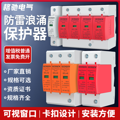 浪涌保护器2P20KA220V家用电涌保护器 4P380V40KA电涌保护器防雷