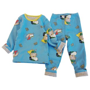 冬季新款 小黑托昵童装男童女童双层加厚儿童家居服内衣套装舒绒