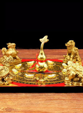 纯铜金蟾麒麟貔貅葫芦龙龟聚宝盆摆件办公室客厅装饰店铺开业礼品