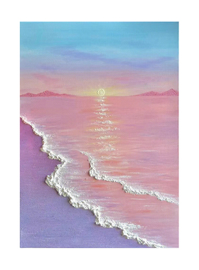 梦幻粉海石英砂肌理画diy材料工具包手绘手工丙烯数字油画装饰画