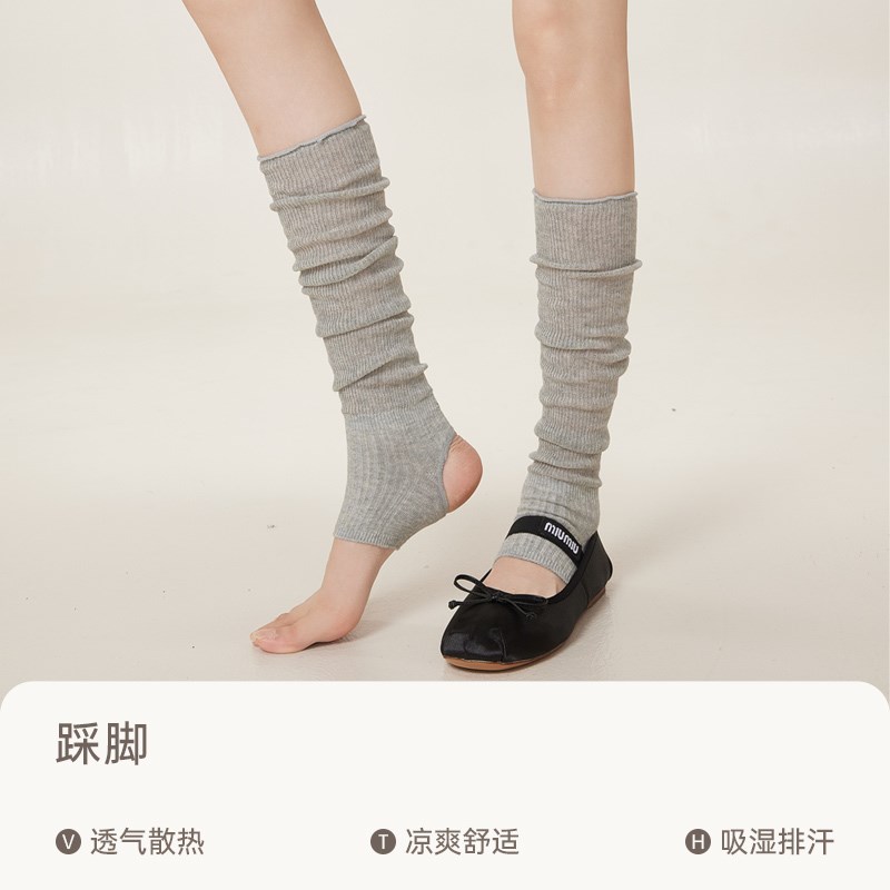 小腿袜子女夏季薄款网眼透气踩脚腿套半筒及膝jk堆堆袜黑白色长筒