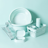 宿舍盆桶套装 学生桶盆六件套家用带盖塑料水桶脸盆洗漱用品洗衣桶