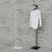 服装 中岛架正挂侧挂实心钢条黑色展示架 店挂衣架加厚钢板底落地式