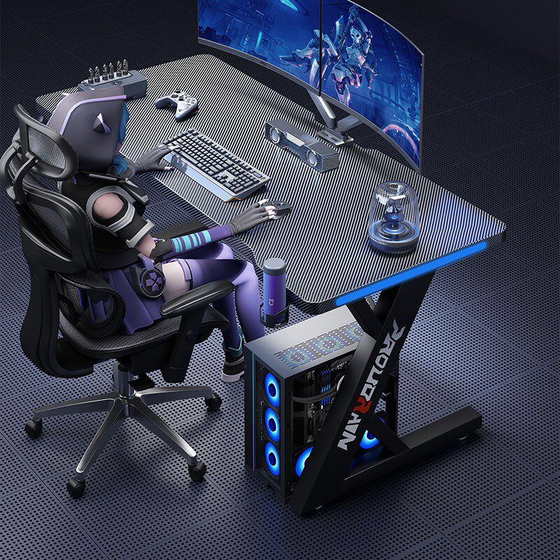 实木电脑桌碳纤维加厚办公桌卧室家用电竞桌椅套装网吧游戏电竞桌