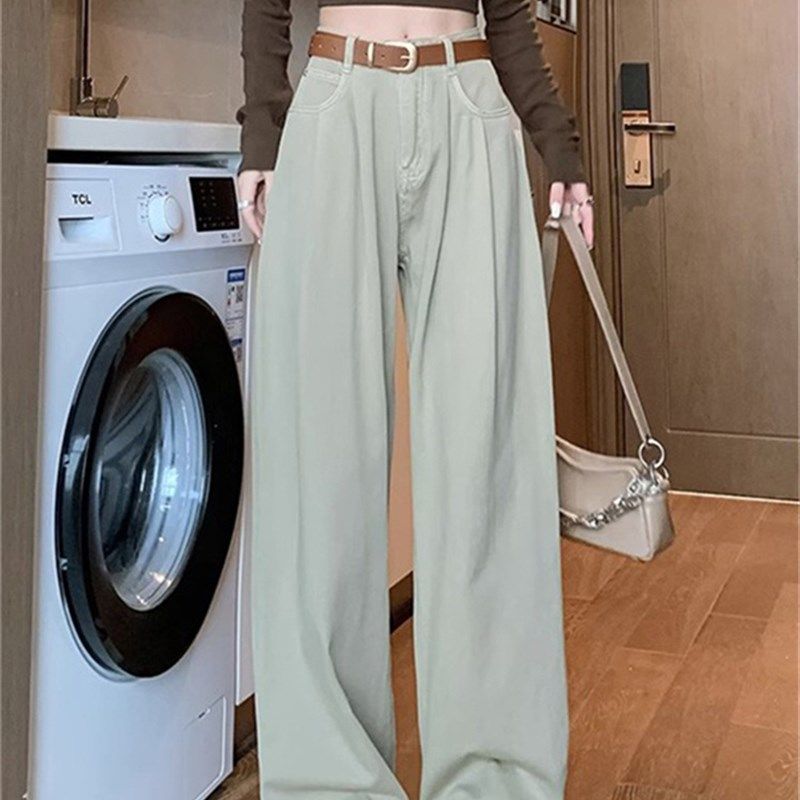 高腰阔腿牛仔裤女垂感宽松2023年百搭美式设计感拖地褶皱直筒裤子,女装/女士精品,大码裤装,淘宝优惠券,粉丝福利购,淘宝优惠卷