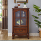 美式 小户型玻璃酒柜客厅复古电视边柜家用 实木酒柜高档展示柜欧式