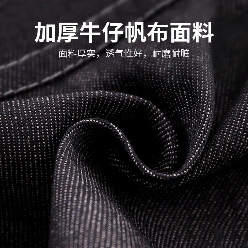 牛仔围裙工作男罩衣男款男士反穿衣带袖服男式长袖耐磨新款大号服