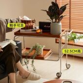 茶水小推车网红实木沙发边几复古可移动茶几客厅边柜餐车置物架