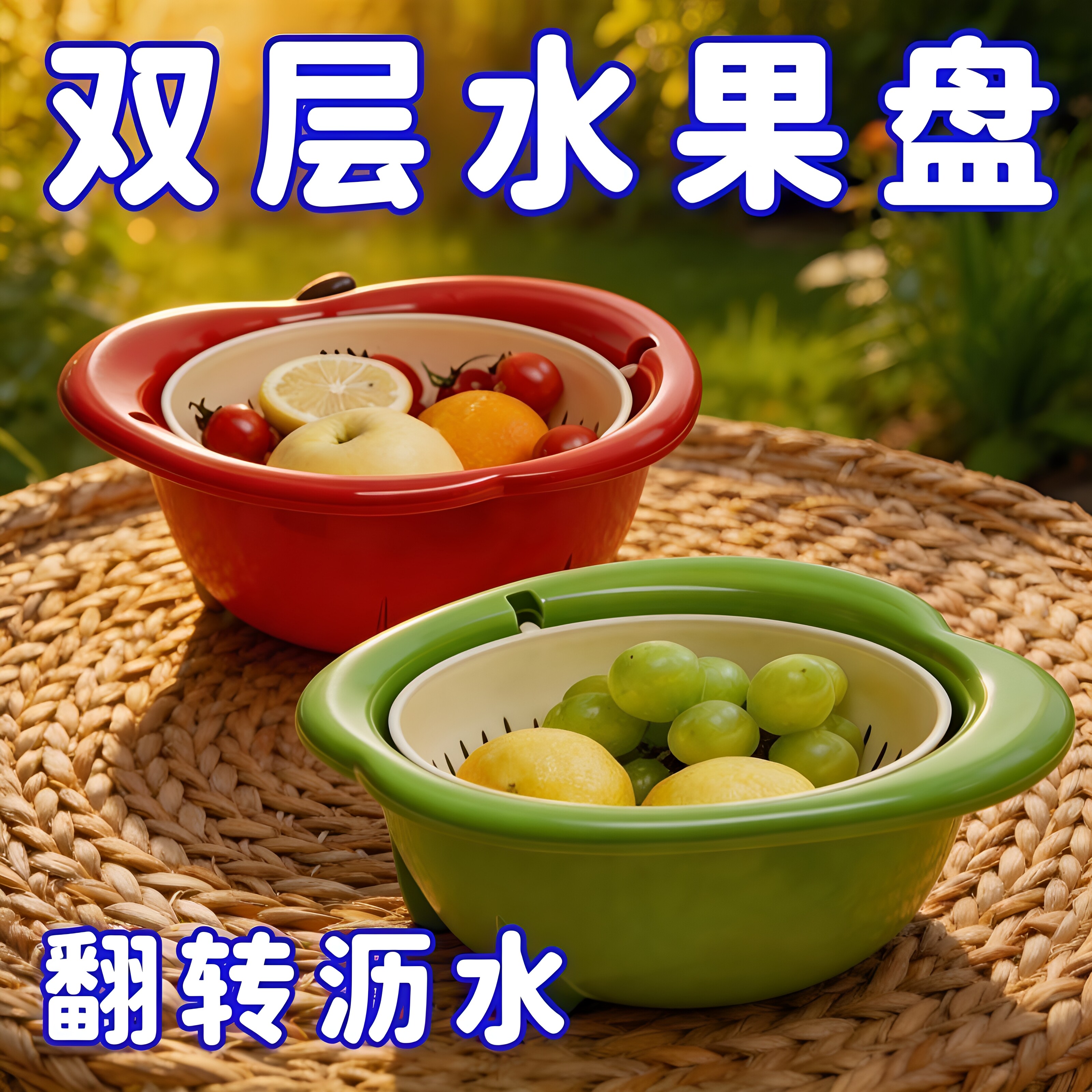 2026新款苹果造型双层沥水篮