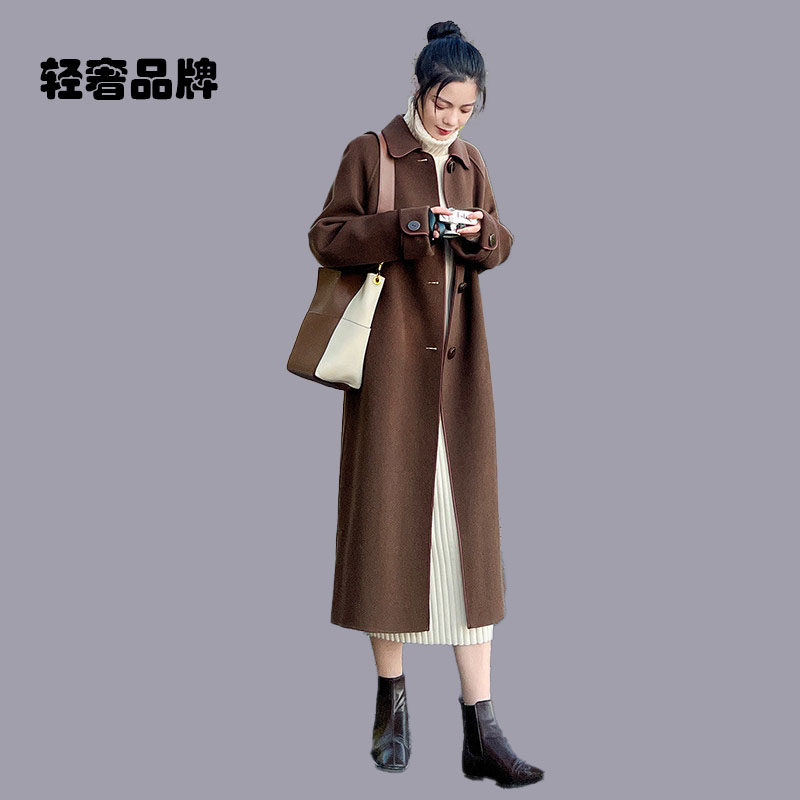 朗姿约定赫本风双面羊绒大衣女2026新款秋冬韩版中长款毛呢子外套