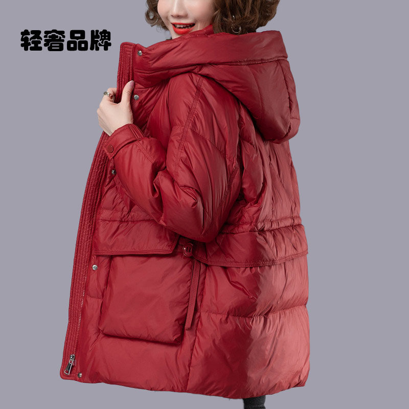 朗姿约定羽绒服女2026年新款大码宽松中长款洋气中年妈妈冬季外套