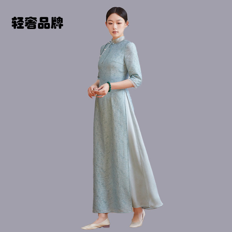 朗姿约定时尚气质中国风连衣裙改良新中式禅服复古女装旗袍汉服