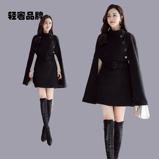 朗姿约定2026新款女装冬装秋冬披肩大衣女中长款呢子毛呢斗篷外套
