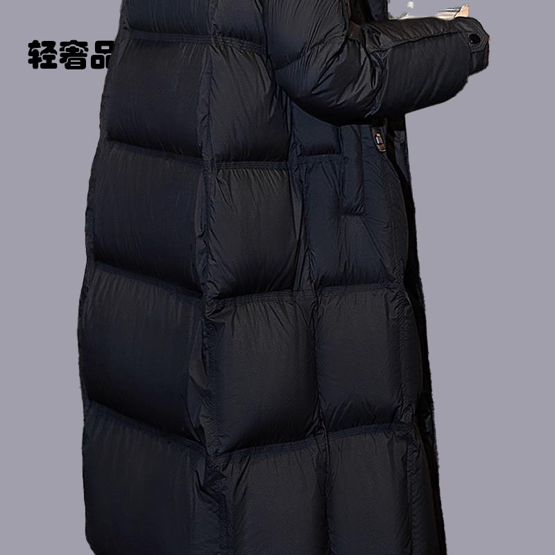 朗姿约定中长款羽绒服2025冬季新款女装简约宽松款显瘦连帽上衣