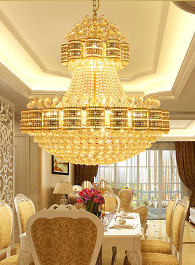 金色水晶客厅吊灯现代别墅复式楼楼中楼吊灯酒店大堂楼梯灯91445