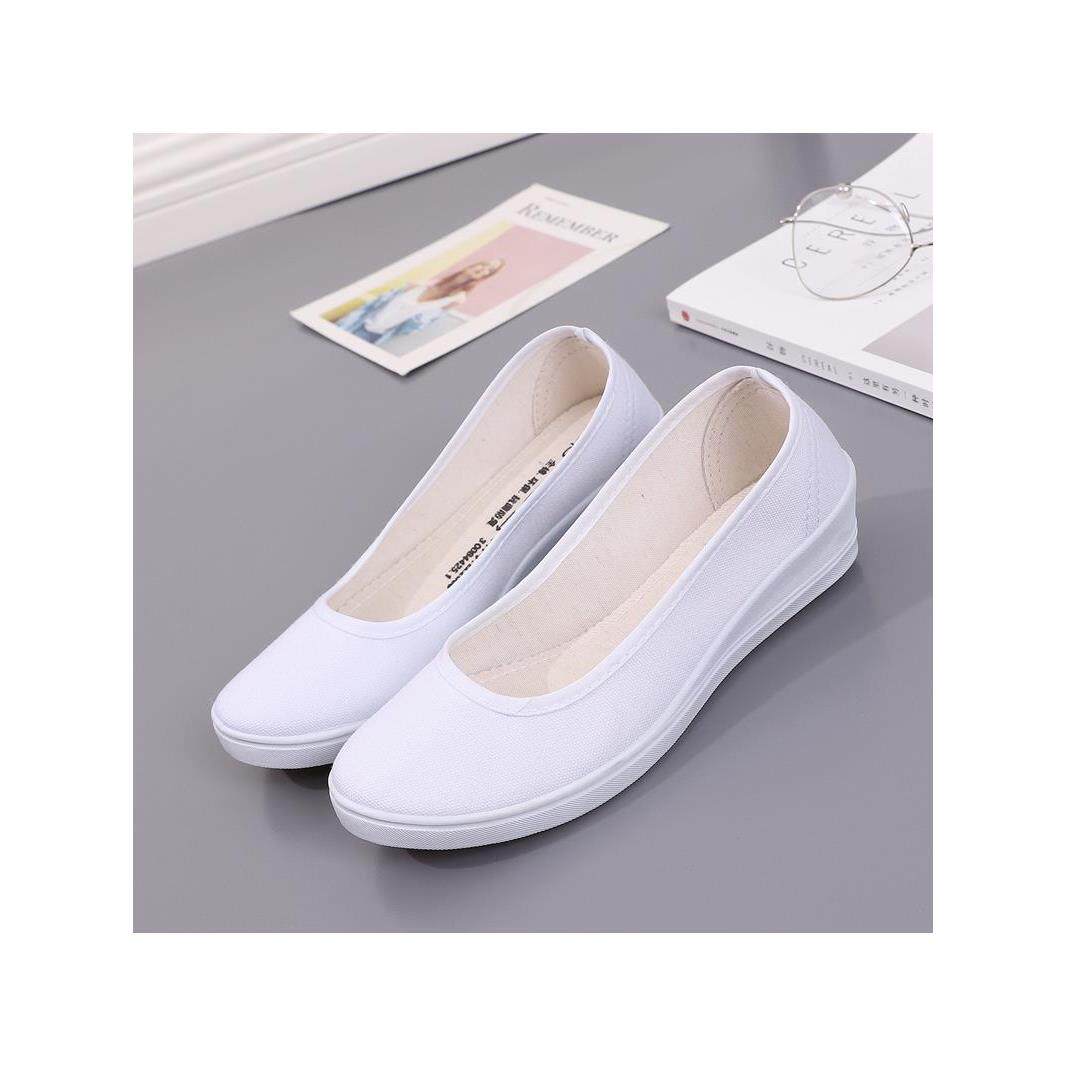 白护士鞋美容院工作舒适老北京布鞋全白小白鞋女防滑单鞋透气夏季