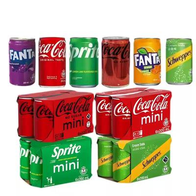 香港进口迷你零度可口可乐柠檬苏打汽水橙味忌廉雪碧 200mlX24罐