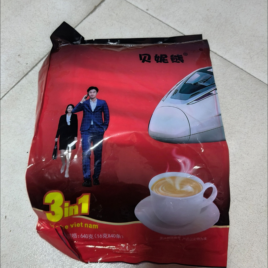 贝妮熊越南进口速溶三合一咖啡粉提神特浓咖啡炭烧学生咖啡条装