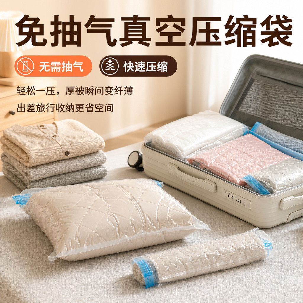手卷免抽气加厚真空压缩袋