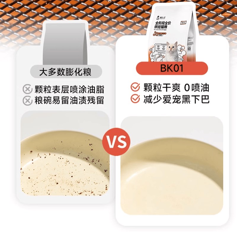 【柿子菌】诚实一口  bk01鲜肉烘焙猫粮全价营养高蛋白冻干双甄选