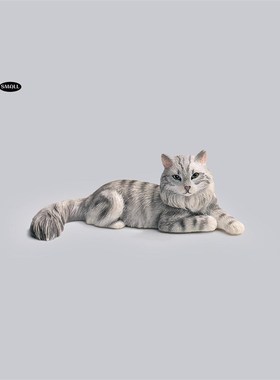 迷你缅因猫模型小猫咪冰箱贴桌面装饰品摆件玩甄选