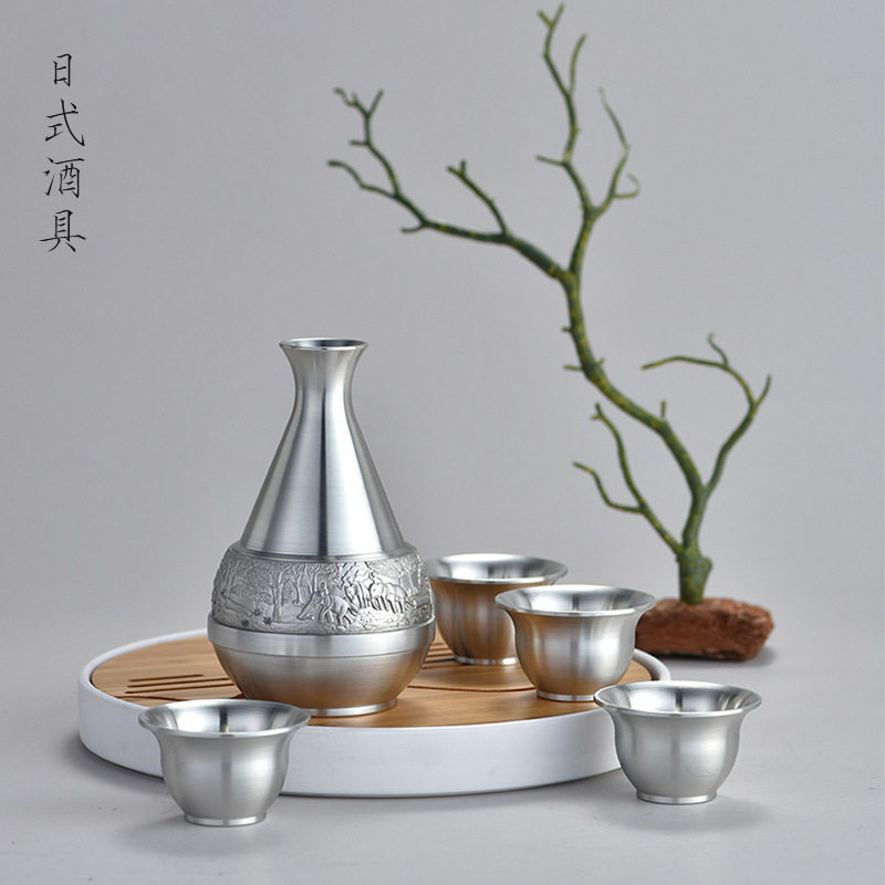 荣盛达 锡制日式酒具套装纯锡酒具酒壶酒杯清酒壶温酒器