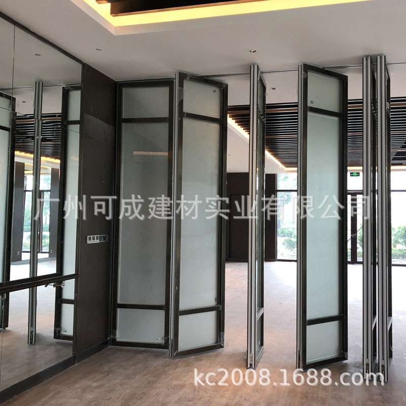可推拉折叠移动玻璃隔墙旋转办公室玻璃隔断可移动悬挂隔断墙