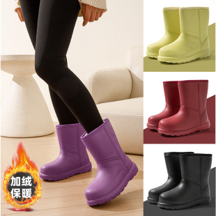 女款 防水防滑保暖短靴女士家用保暖中筒靴 加绒软底雪地靴2025新款
