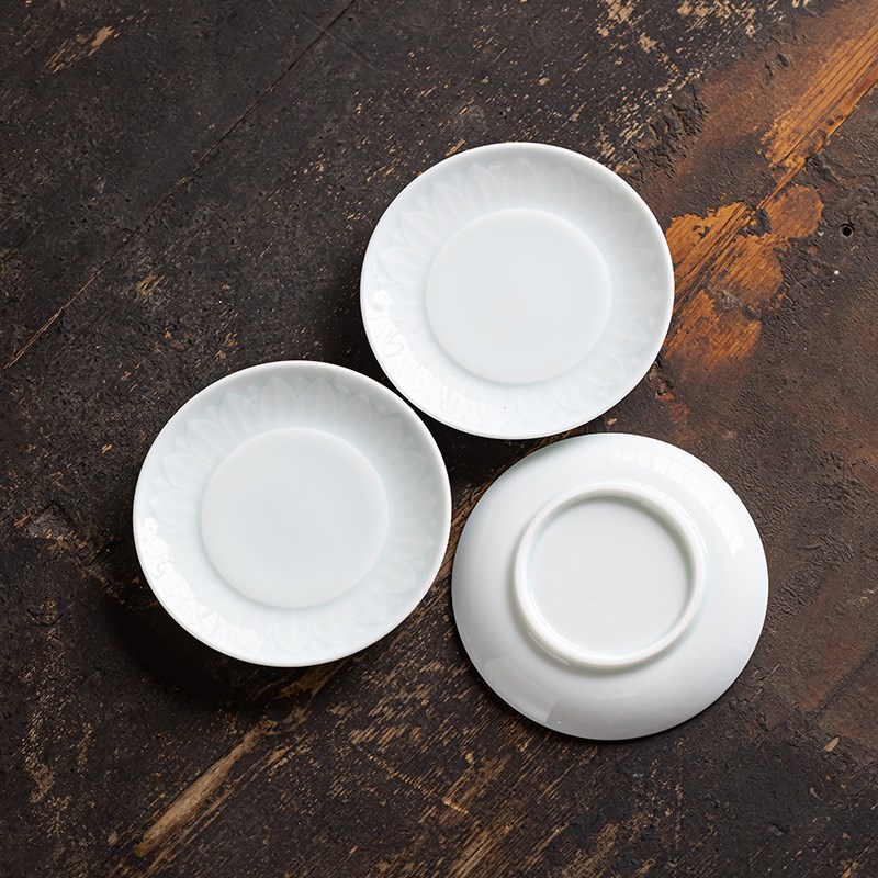 影青莲瓣陶瓷茶杯垫隔热杯托中式复古茶托功夫茶具防烫隔热垫杯托