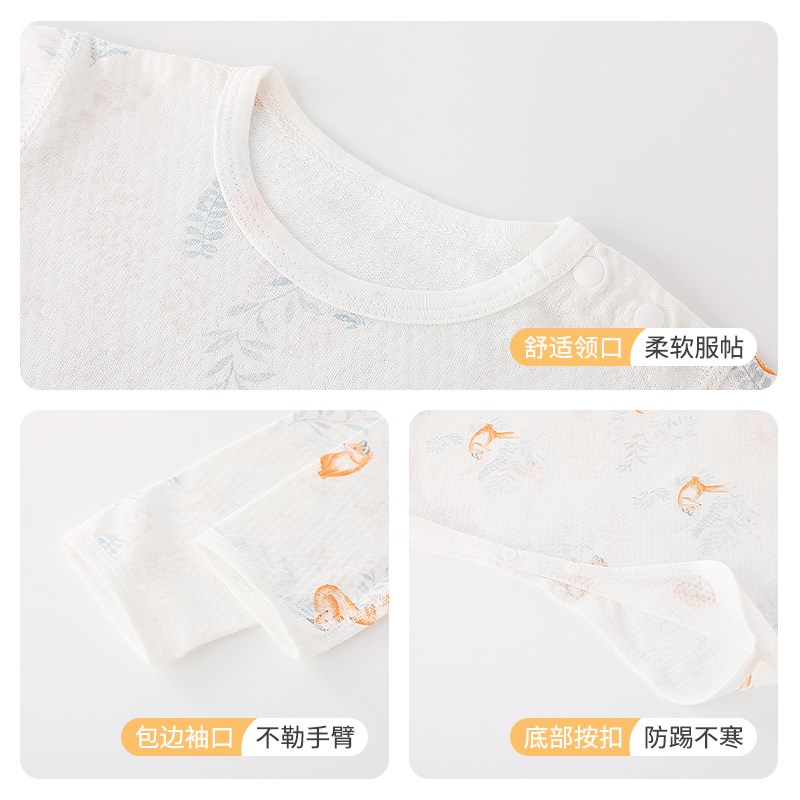 婴儿睡袍防踢夏季薄款纯棉幼儿睡衣新生儿连体家居服男女宝宝睡裙