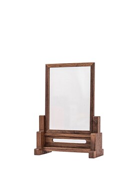 东意文房实木隔断插屏新中式黑胡桃木茶台桌面摆台小书法屏风摆件