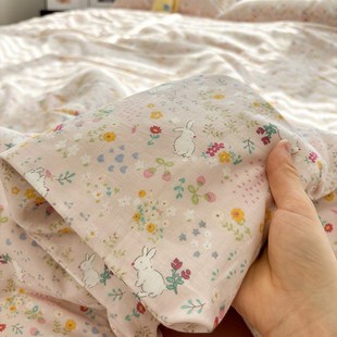 A类母婴级温柔粉双层纱粉粉兔全棉纯棉被套1.5m1.8床学生宿舍被罩