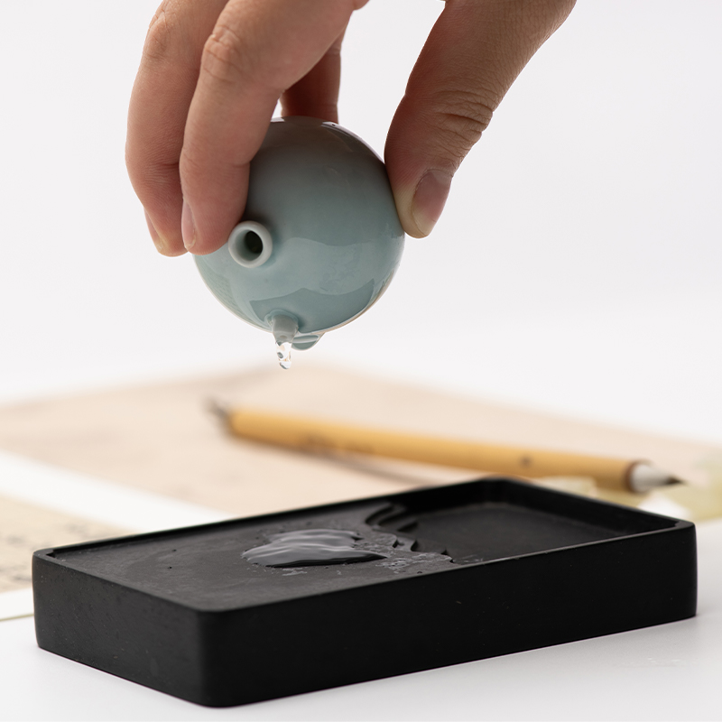 适意漫珠陶瓷砚滴水滴墨滴砚台墨条研磨墨汁加水滴水专用水盂笔洗
