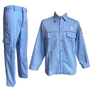 劳保服工地耐磨浅兰 工作服工装 X02涤棉防静电石化涤棉夏套装 男装