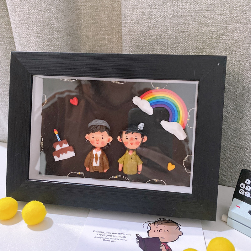 diy手工制作粘土送闺蜜男友惊喜相框女朋友创意情侣浪漫生日礼物