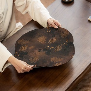 缎面海棠茶席复古禅意干泡席高端茶桌垫隔热垫两面 麒麟祥瑞新中式