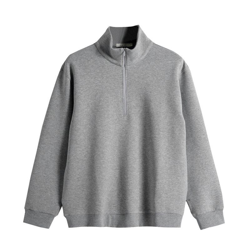 UOE秋季新品基础百搭空气层轻盈保暖半开襟男士立领卫衣宽松外套