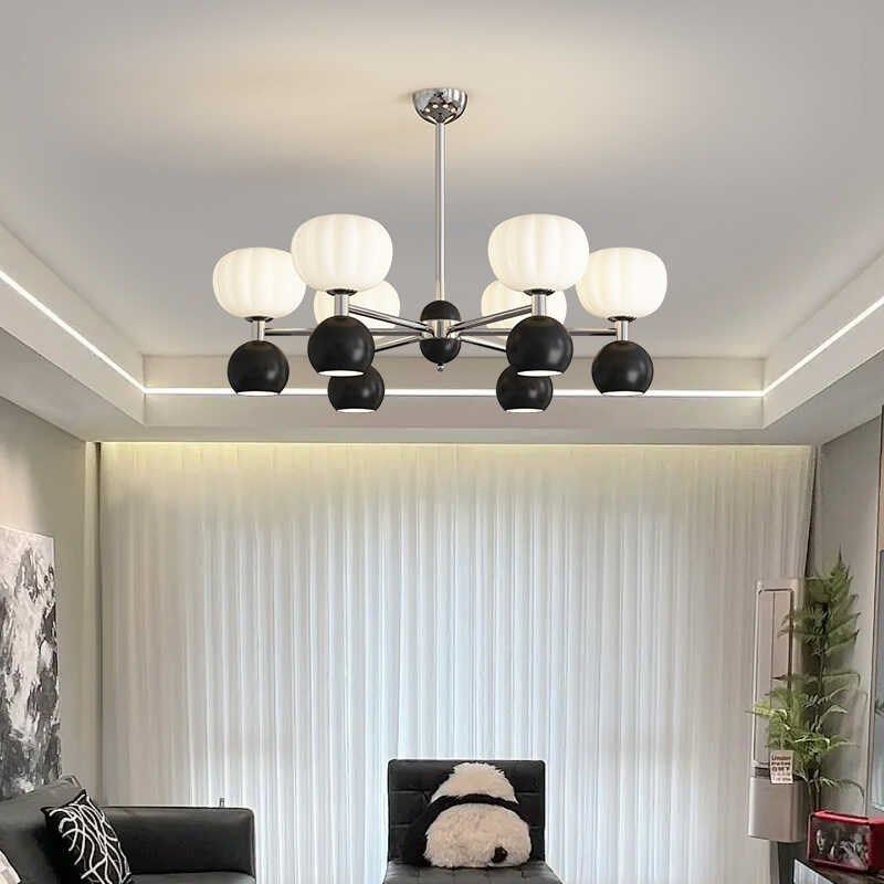 中山奶油风客厅吊灯中古温馨卧室餐厅南瓜形灯全光谱护眼led灯具,家装灯饰光源,客厅吊灯,淘宝优惠券,粉丝福利购,淘宝优惠卷