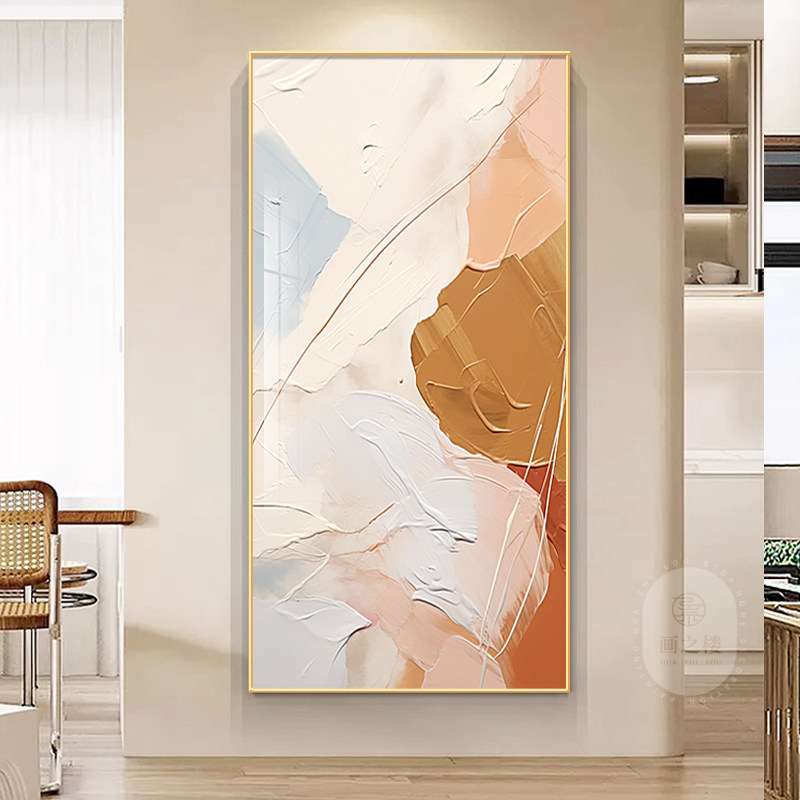 大芬油画村抽象艺术玄关装饰画肌理线条入户门挂画走廊过道墙壁画