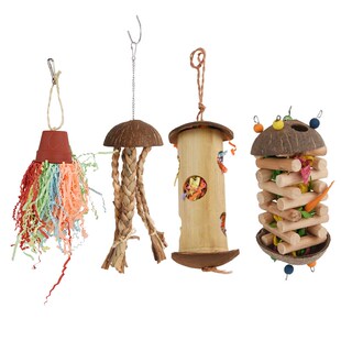 优嗖天然椰子壳鹦鹉啃咬玩具觅食磨嘴益智解闷鸟玩具玉米叶草编